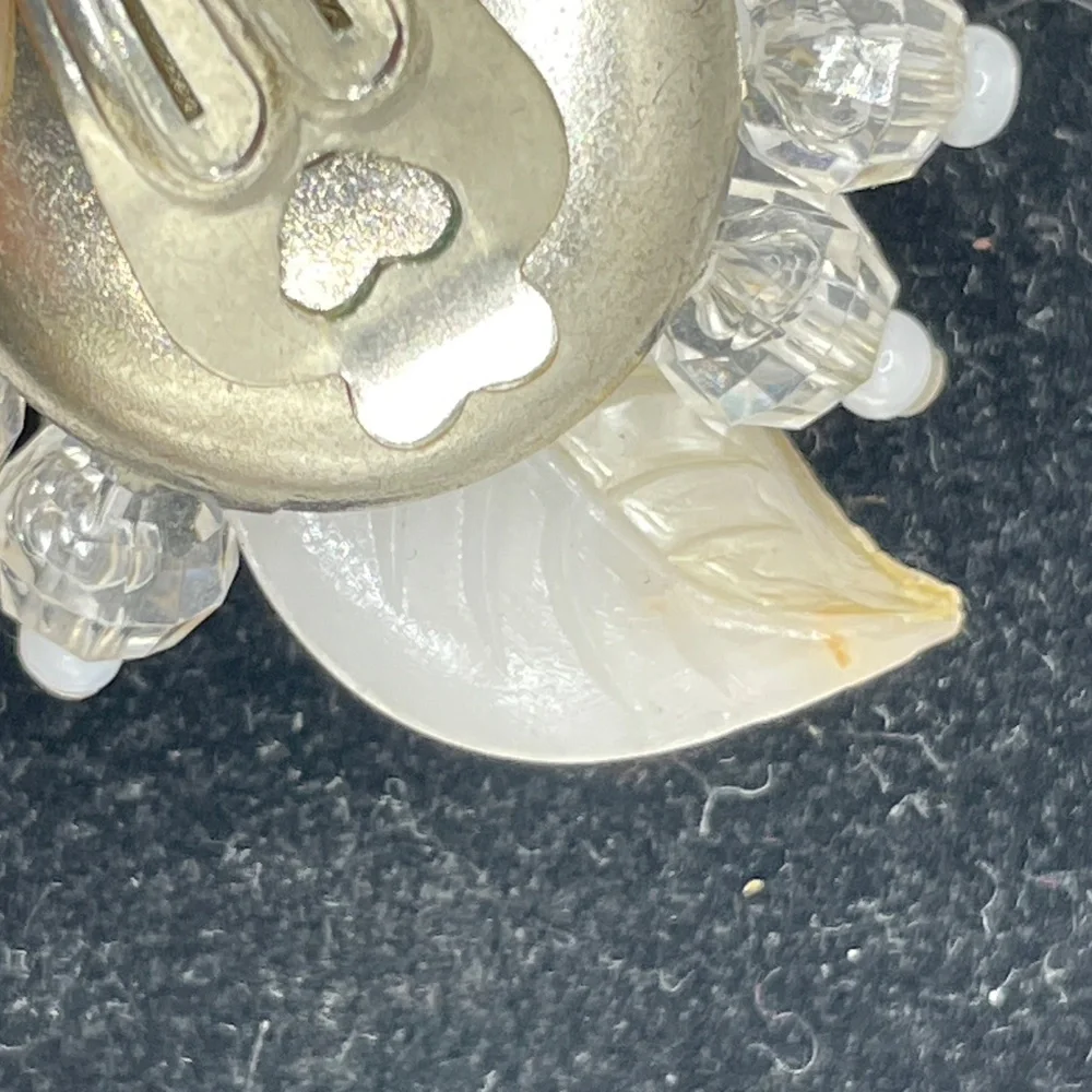 Germany Signed Vintage Lucite Lightweight Pearlized Clip-on Earrings